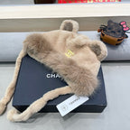 BEANIE HAT IN CAMEL BROWN LAMB FUR 426238