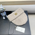 BEANIE HAT IN ECRU BEIGE WOOL 428125