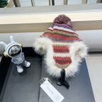 FLUFFY KNIT HAT WITH PLUSH LINING COLORFUL 428155