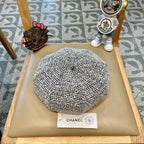 BERET HAT IN BLACK MIX WHITE WOOL TWEED 430011