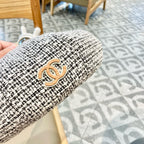 BERET HAT IN BLACK MIX WHITE WOOL TWEED 430011