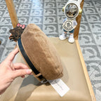 BERET HAT IN CAMEL BEIGE VELVET 430041