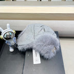 TRAPPER HAT IN SHARK GRAY SUEDE AND LAMB FUR 429973