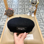 AUSTRALIAN BERET HAT IN BLACK WOOL FELT 431718