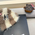 BUCKET HAT IN BEIGE MIX CAMEL BROWN PLUSH AND WOOL 433425