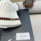STRIPED BEANIE HAT WITH CUTE BEAR EARS IN WHITE WOOL 433436