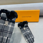 GLOVES IN DOVE GRAY WOOL WITH SHEARLING LINING 460069
