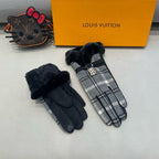 GLOVES IN DOVE GRAY WOOL WITH SHEARLING LINING 460069