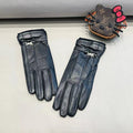 TOUCHSCREEN GLOVES IN BLACK LAMBSKIN MIX WOOL 462394