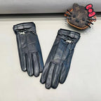 TOUCHSCREEN GLOVES IN BLACK LAMBSKIN MIX WOOL 462394