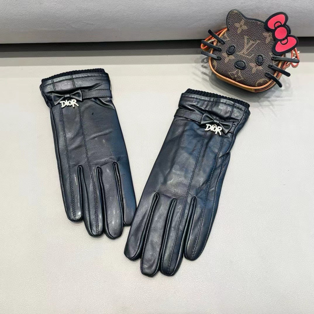 TOUCHSCREEN GLOVES IN BLACK LAMBSKIN MIX WOOL 462394
