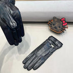TOUCHSCREEN GLOVES IN BLACK LAMBSKIN MIX WOOL 462394