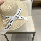 HAT IN BEIGE RAFFIA WIDE-BRIM MIX BIG WHITE BOW