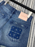 LOEWE FRAYED HEM DENIM SHORTS