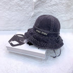 MM NEW DENIM BUCKET HAT RHINESTONE LOGO