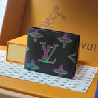 LV M82297 Multiple Wallet Black Borealis Monogram Cowhide