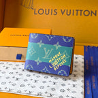LV M25795 Multiple Wallet Dark Blue Teal Green Cowhide