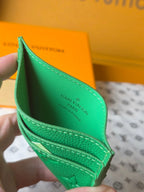 LV M25998 Double Card Holder Bamboo Green Taurillon Monogram leather