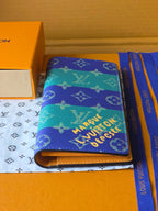 LV Brazza Wallet Dark Blue Teal Green Cowhide