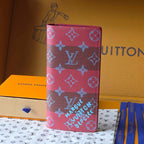 LV Brazza Wallet Red Black Cowhide