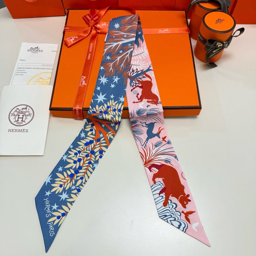 HERMES 25S SILK NECKERCHIEF 86 IN SILK 714351