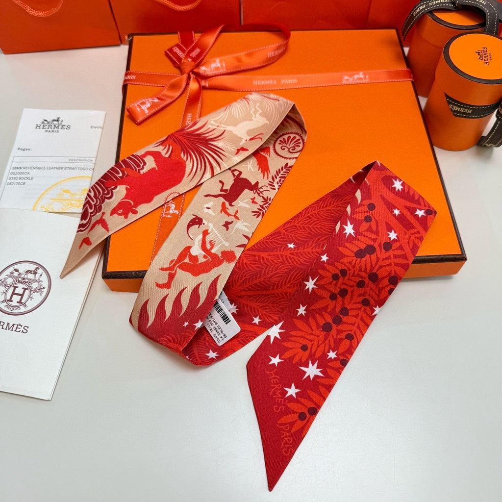 HERMES 25S SILK NECKERCHIEF 86 IN SILK 714352
