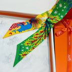 HERMES 25S SILK NECKERCHIEF 86 IN SILK 714355