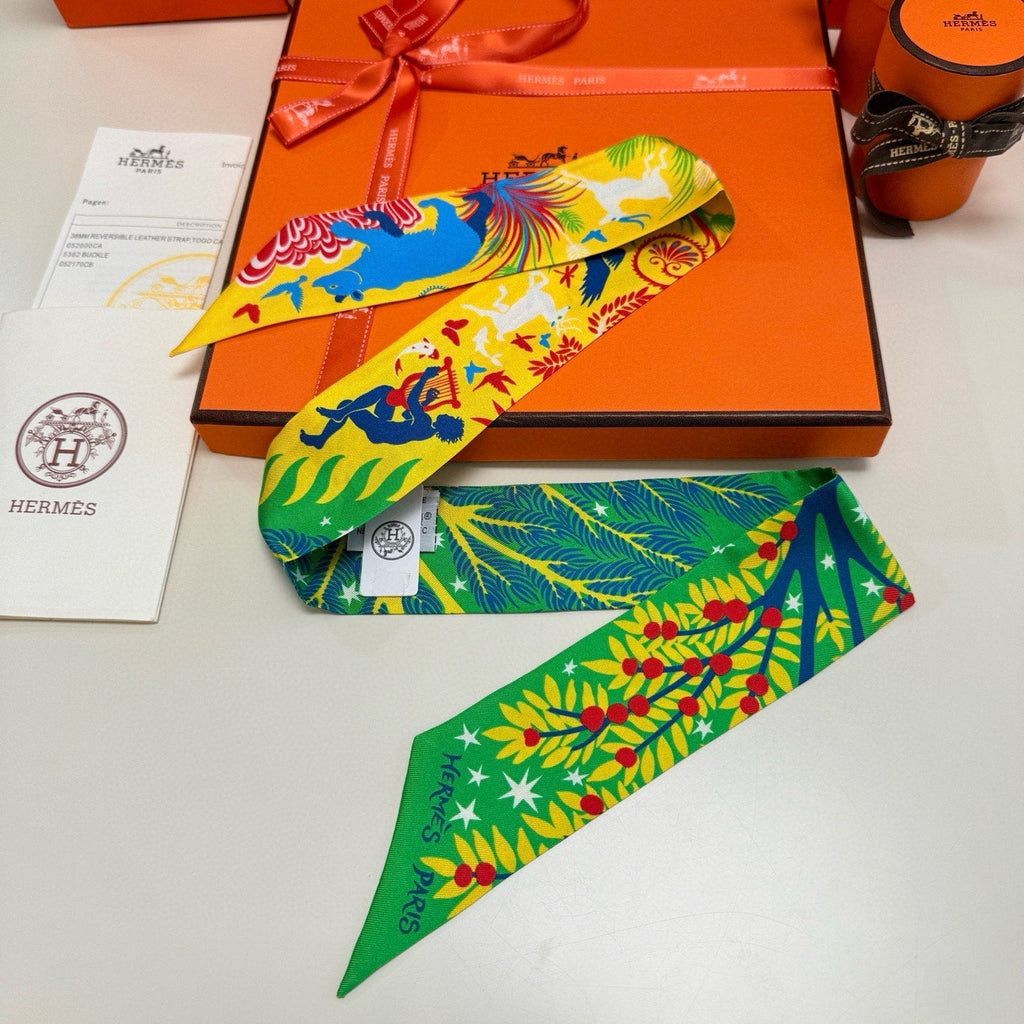 HERMES 25S SILK NECKERCHIEF 86 IN SILK 714355