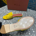 Summer Charms Sandals in Yellow Suede Maroon Lambskin