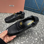 HIGH BROGUE LOAFERS IN BLACK LAMBSKIN