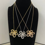 VCA Double Flower Necklace Pendant Full Diamond