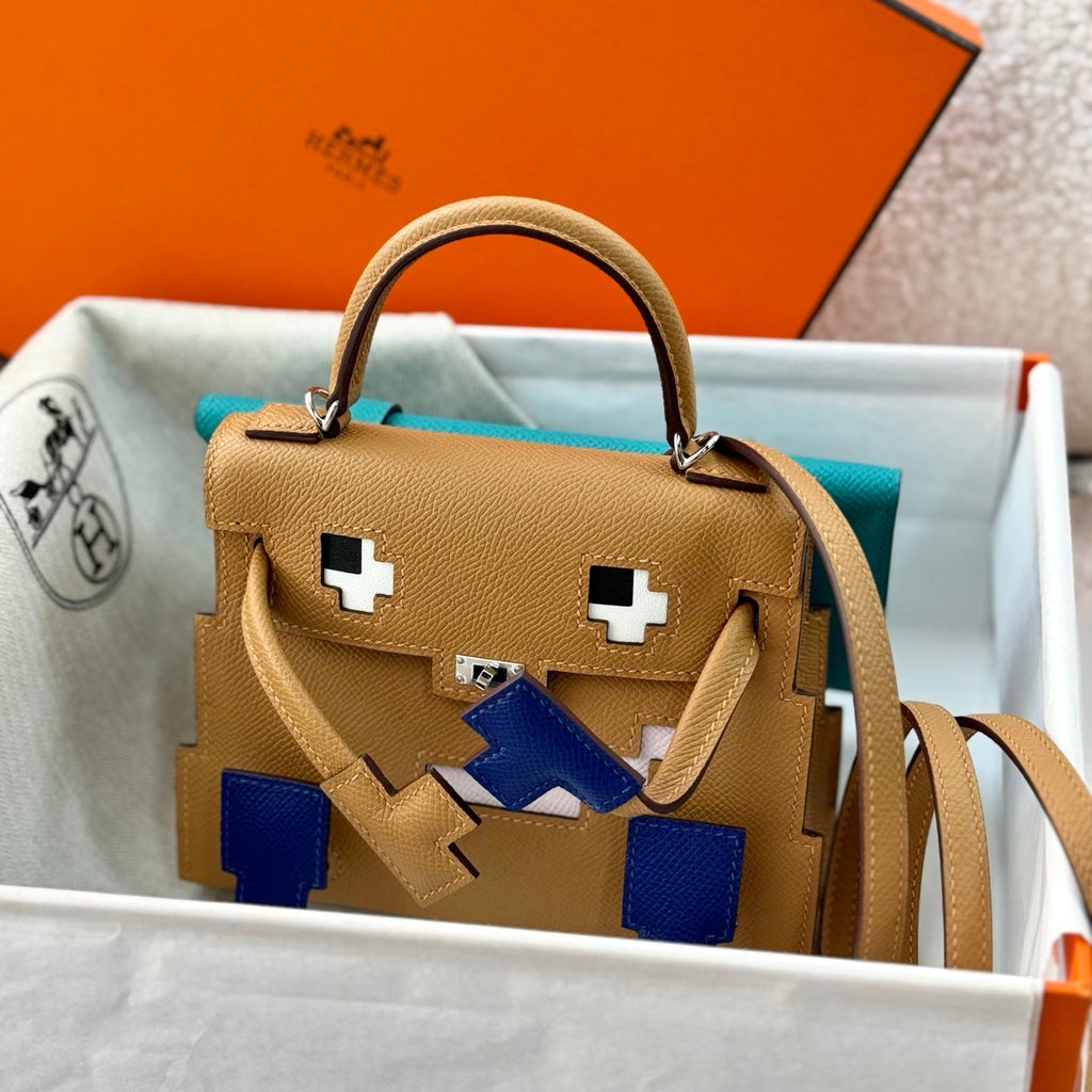HM Kelly Doll Bag 18cm Brown Blue EpsomLeather 284567