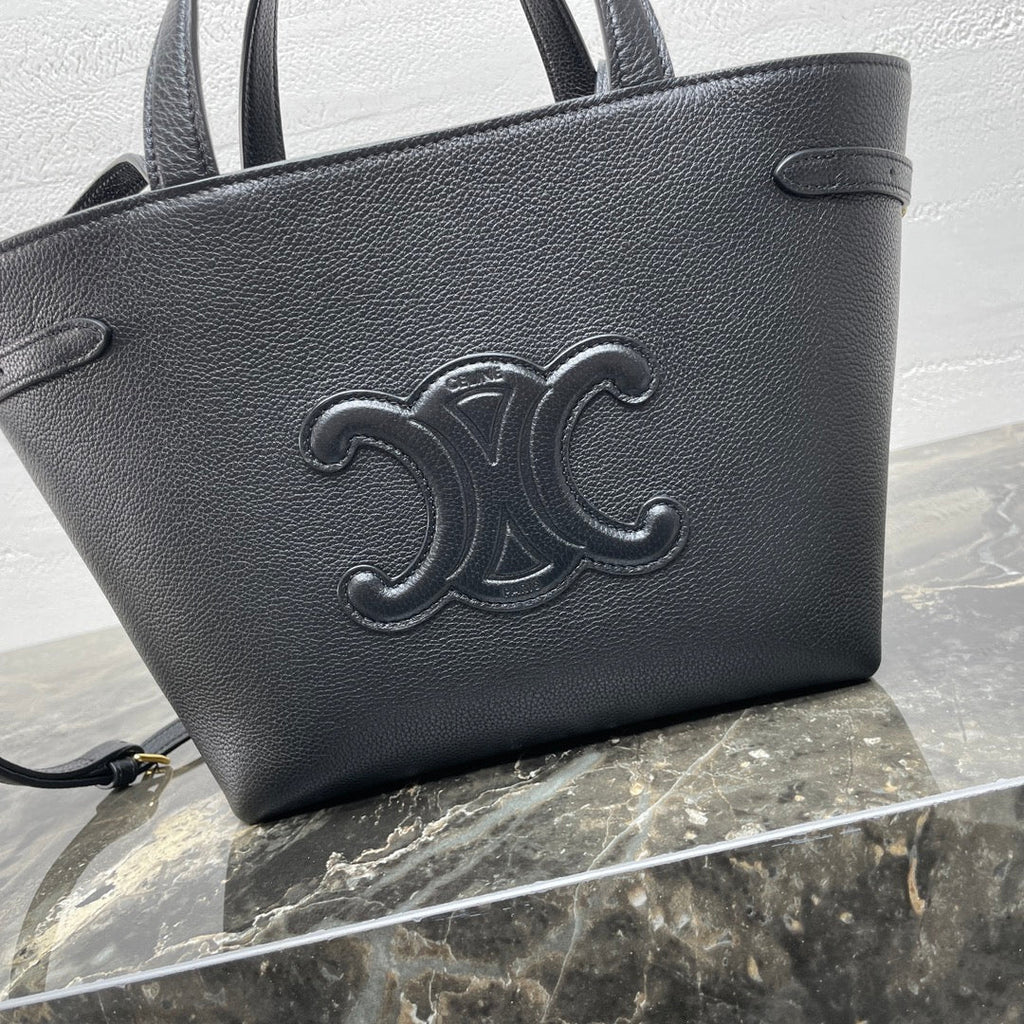 MINI CABAS ANAÏS CUIR TRIOMPHE 21 IN BLACK GRAINED CALFSKIN