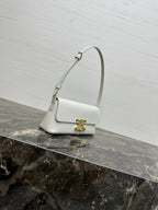 CELINE 25S TRIOMPHE BAG 24 IN WHITE SHINY CALFSKIN