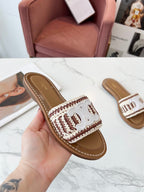 LYMPIA MULE WHITE MIX BROWN RAFFIA