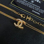 DOUBLE C HEART NECKLACE IN GOLD METAL