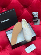 WOVEN LOAFERS IN WHITE BEIGE FABRIC