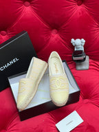 WOVEN LOAFERS IN DARK CREAM FABRIC