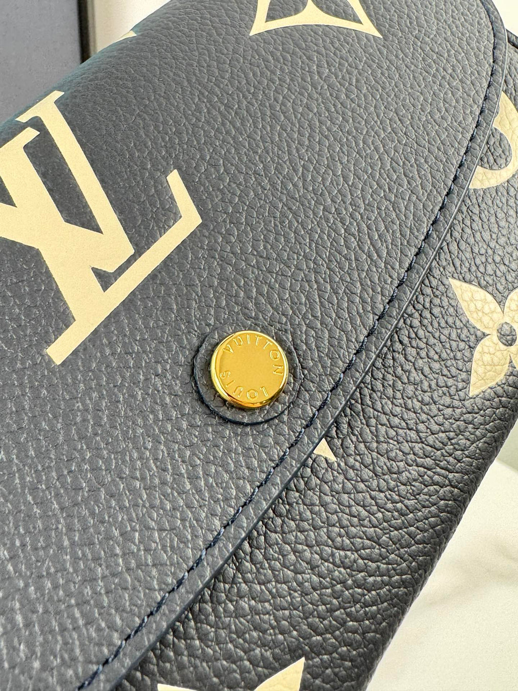 LV Emilie Wallet Black Beige Monogram Empreinte Leather 221541