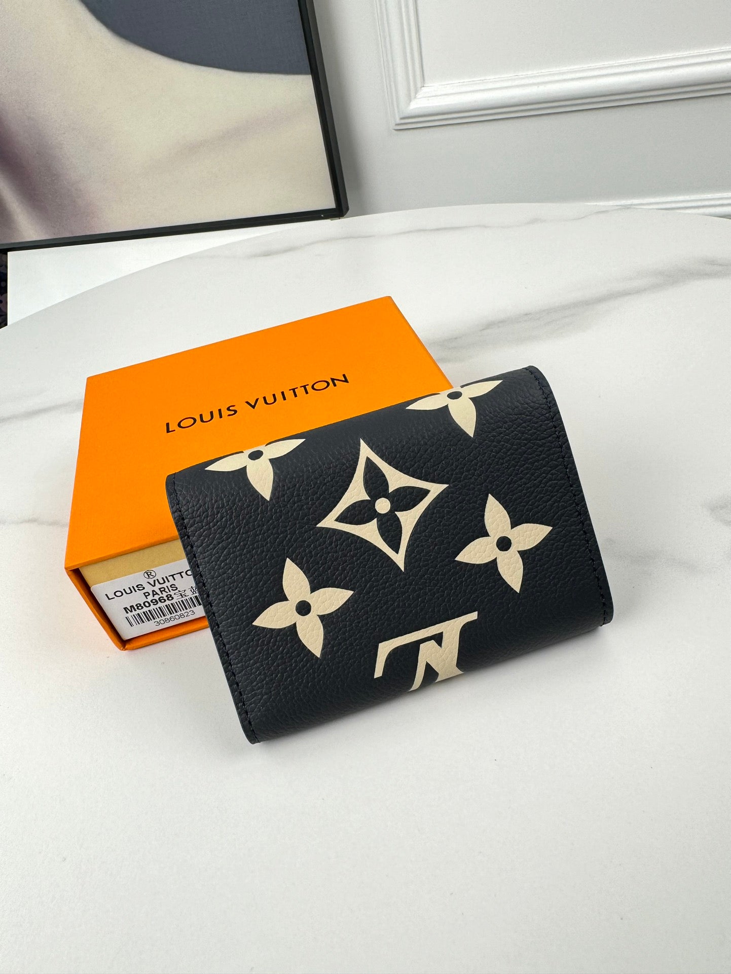 LV Victorine Wallet Black Beige Monogram Empreinte Leather 221543