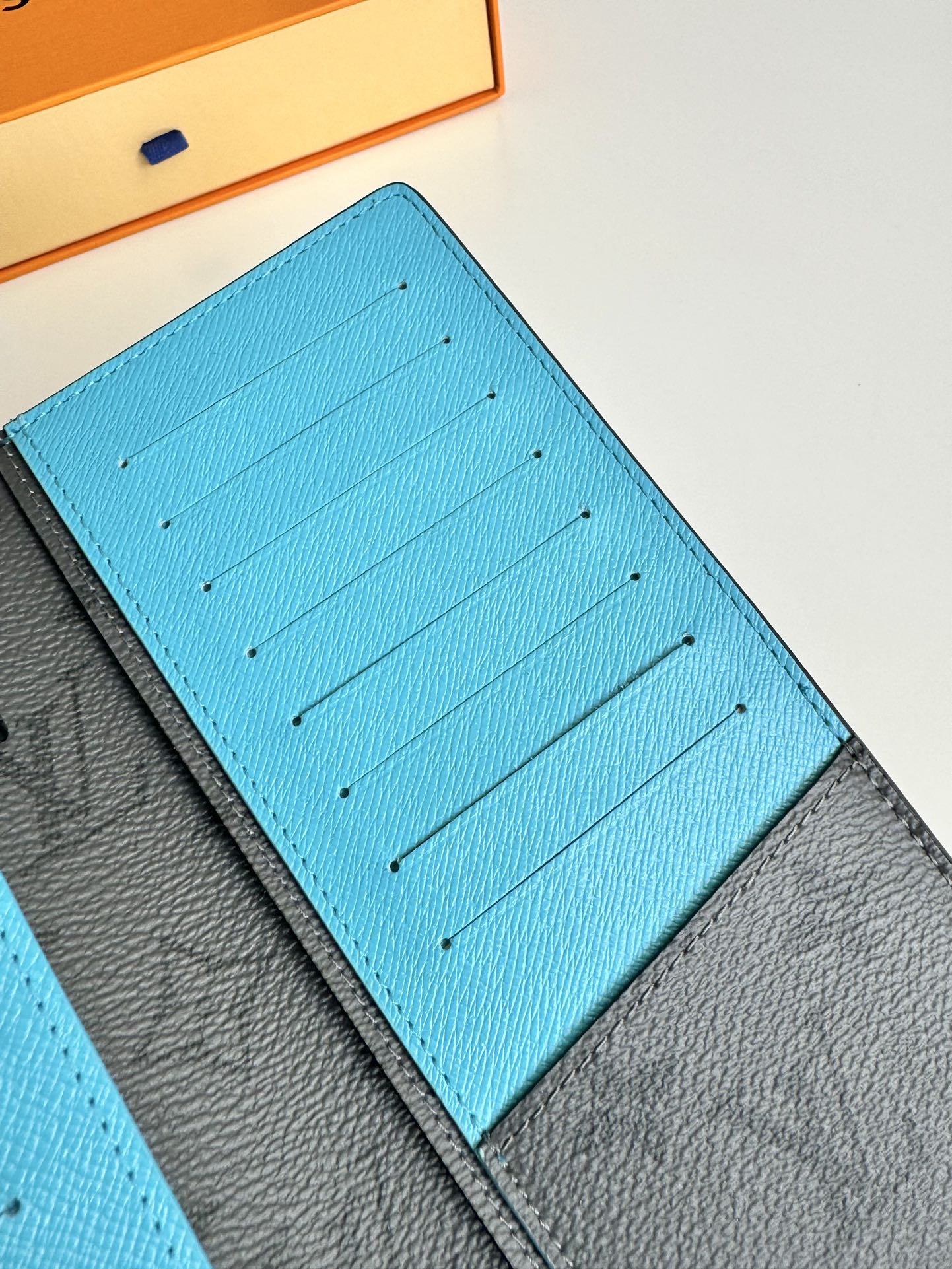 LV Brazza Wallet Turquoise Monogram Eclipse Canvas 221447