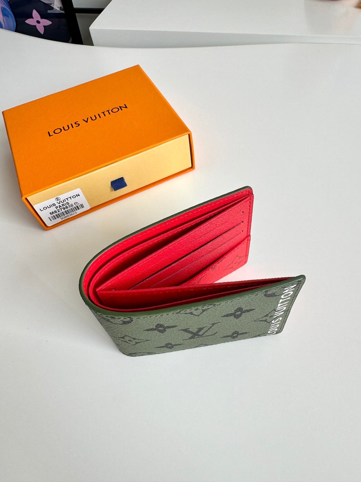 LV M82798 Multiple Wallet Green Red Monogram Canvas 221262