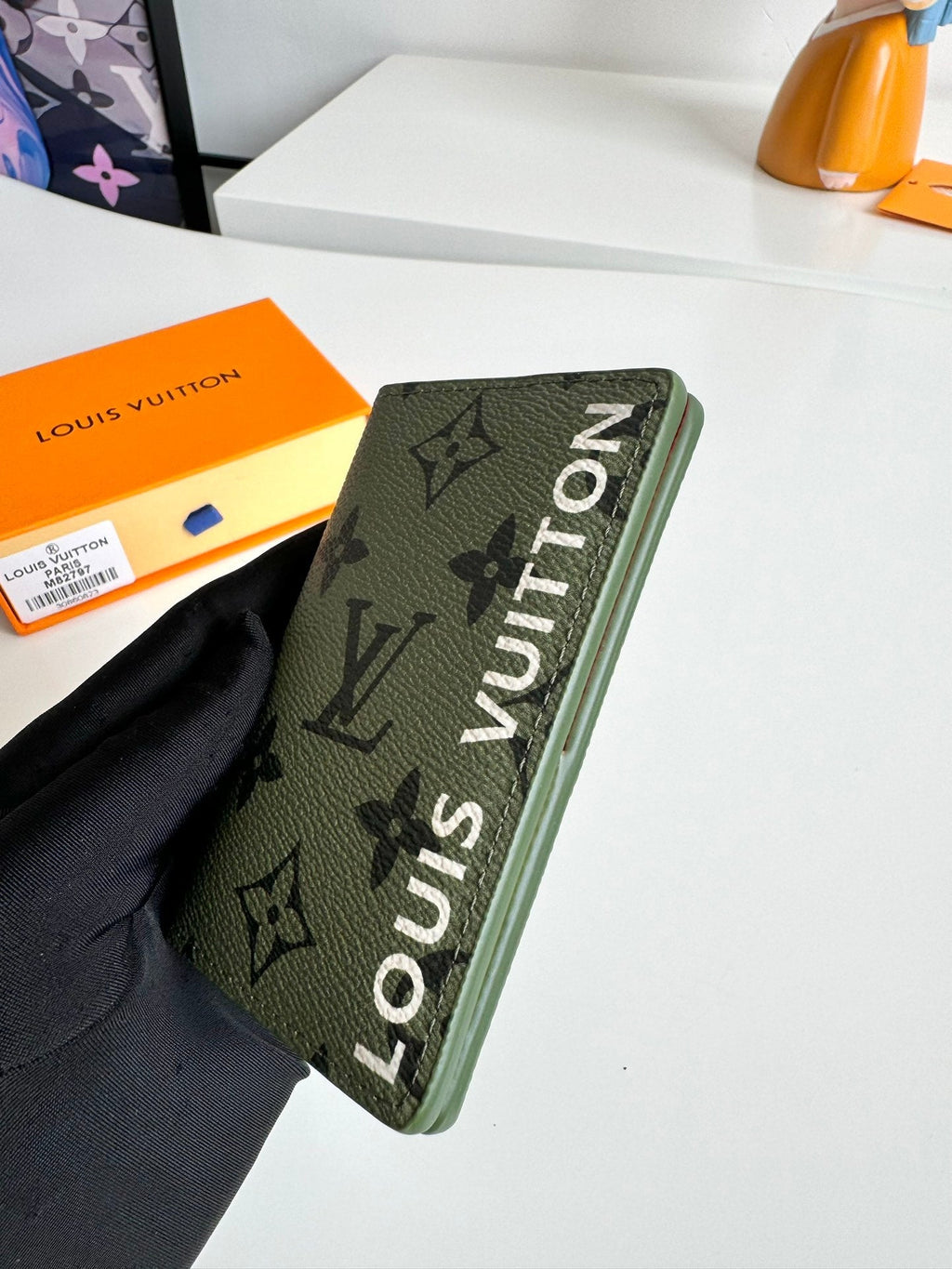 LV M82797 Pocket Wallet Green Red Monogram Canvas 221263