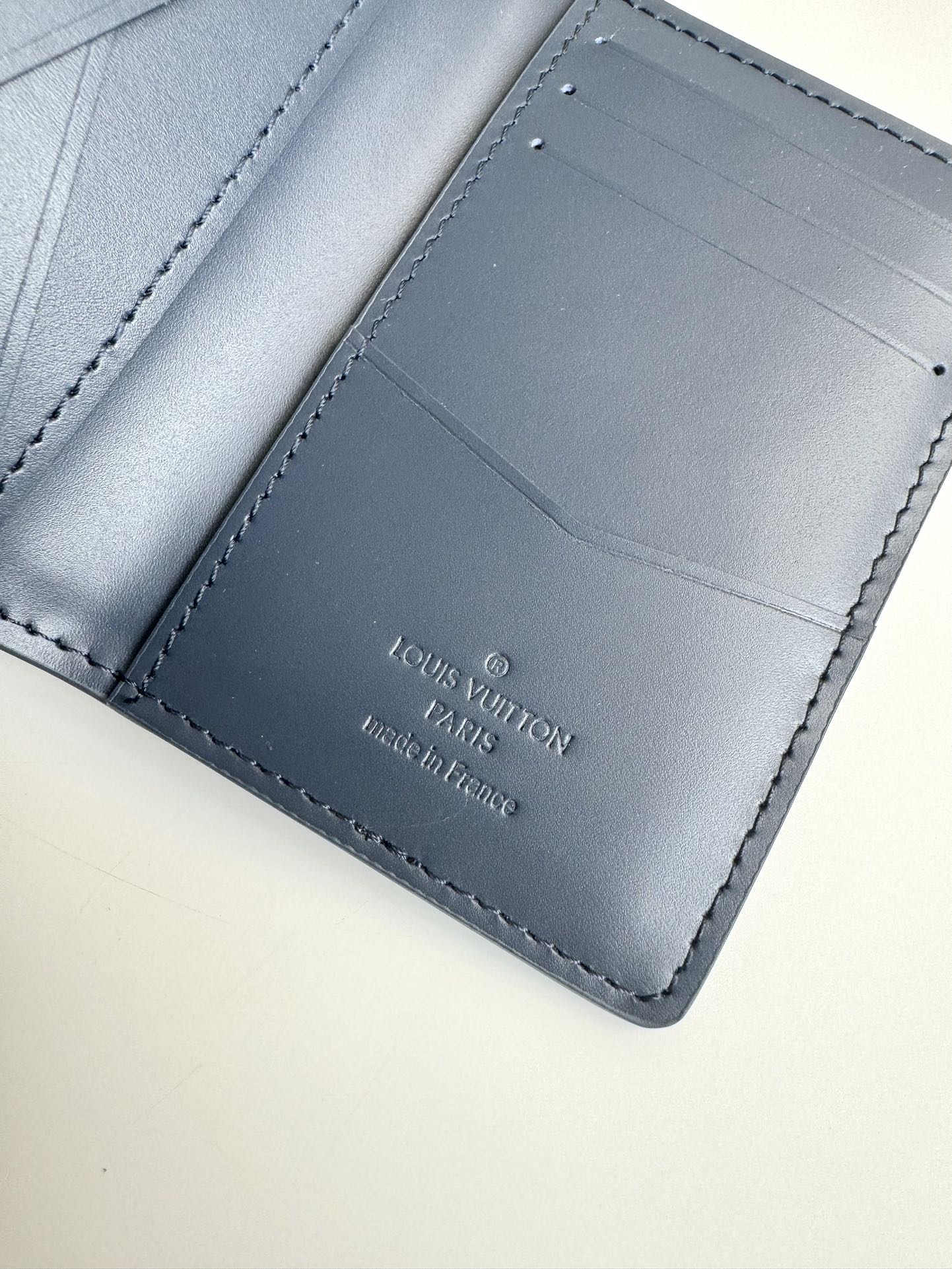 LV M82324 Pocket Wallet Navy Blue Monogram Cowhide Leather 221268