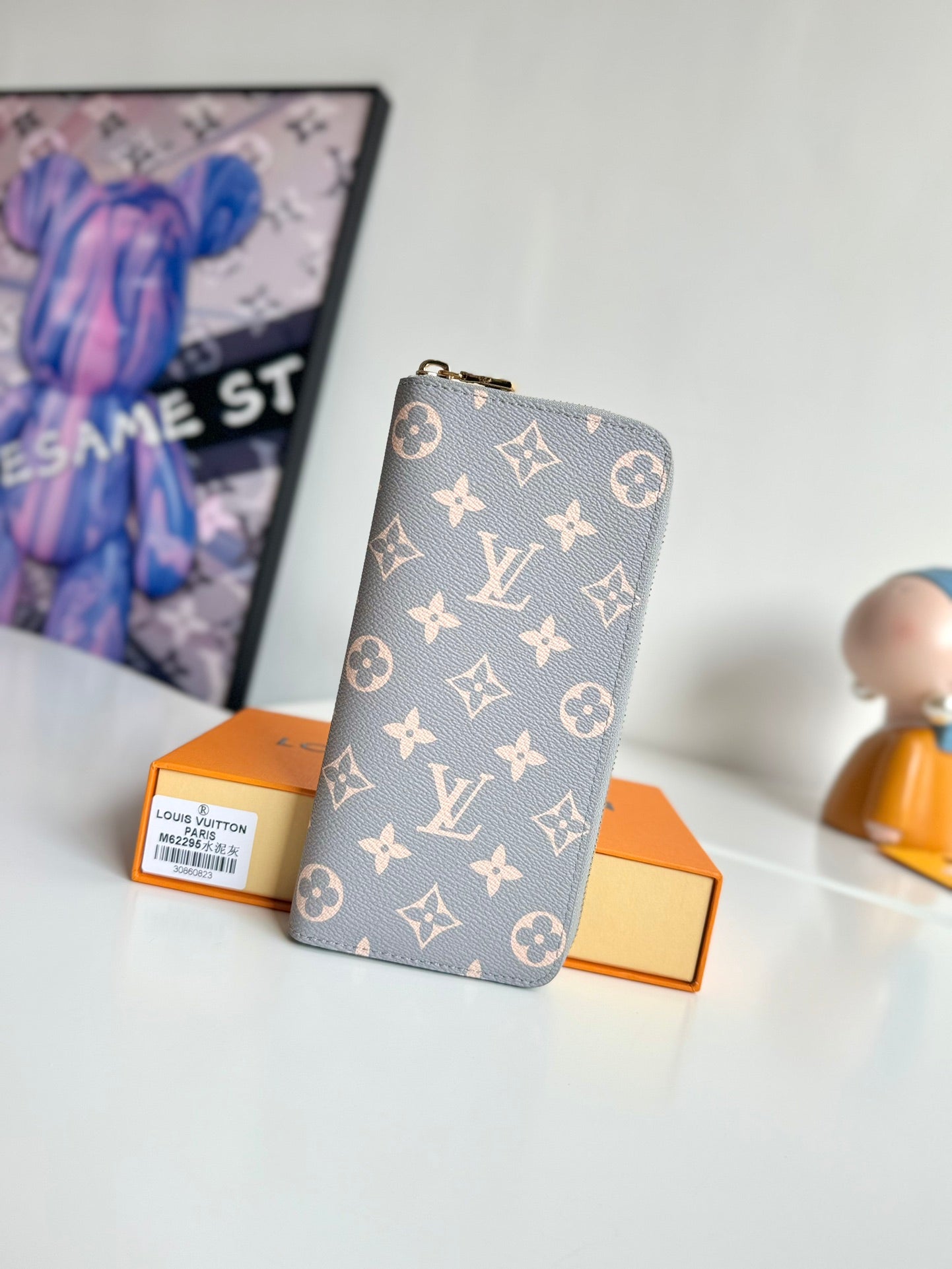 LV Zipper Wallet Trianon Gray Monogram Canvas GHW 221280