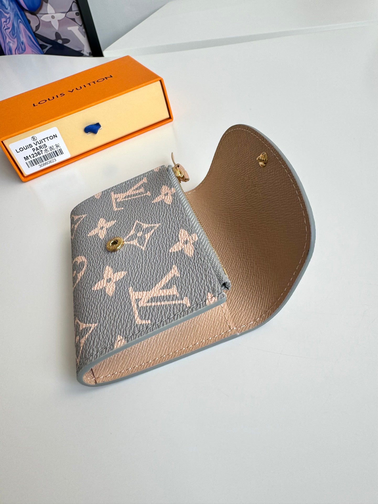 LV 24 Rosalie Coin Purse Trianon Gray Canvas GHW 221287