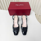 ROGER VIVIER 25S BELLE VIVIER SLINGBACK PUMPS 45MM IN BLACK MESH FABRIC