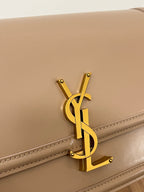YSL Solferino Small Satchel Bag Pure Beige Gold Calfskin 339520