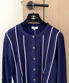 CC 25 Cardigan In Navy Blue Wool