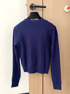 CC 25 Cardigan In Navy Blue Wool